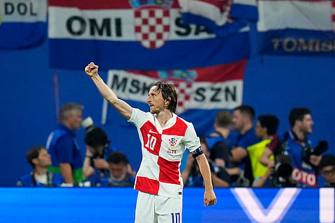 Croatia's Luka Modric celebrates after scoring a goal